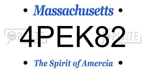 4PEK82 Massachusetts License Plate