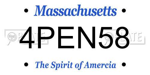 4PEN58 Massachusetts License Plate