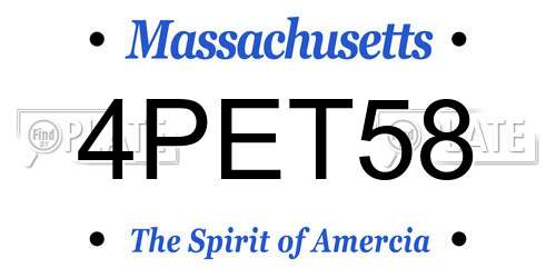 4PET58 Massachusetts License Plate