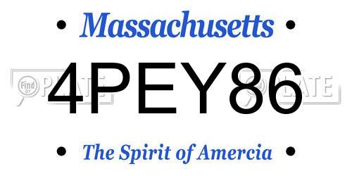 4PEY86 Massachusetts License Plate