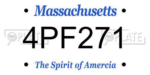 4PF271 Massachusetts License Plate