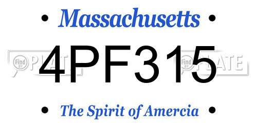 4PF315 Massachusetts License Plate