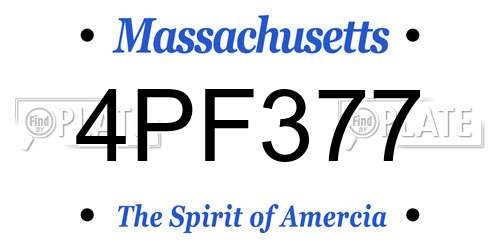 4PF377 Massachusetts License Plate