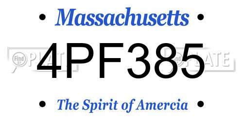 4PF385 Massachusetts License Plate