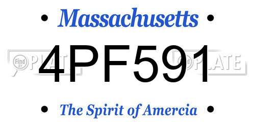 4PF591 Massachusetts License Plate