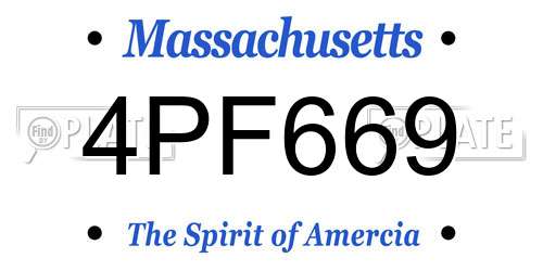 4PF669 Massachusetts License Plate