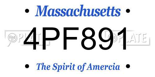 4PF891 Massachusetts License Plate