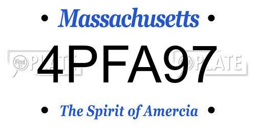 4PFA97 Massachusetts License Plate