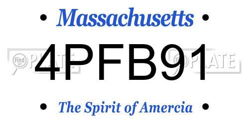4PFB91 Massachusetts License Plate