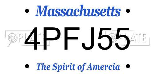 4PFJ55 Massachusetts License Plate