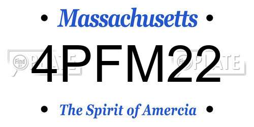 4PFM22 Massachusetts License Plate