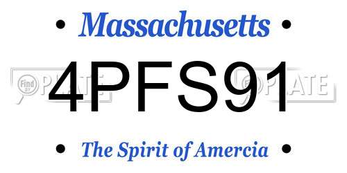 4PFS91 Massachusetts License Plate