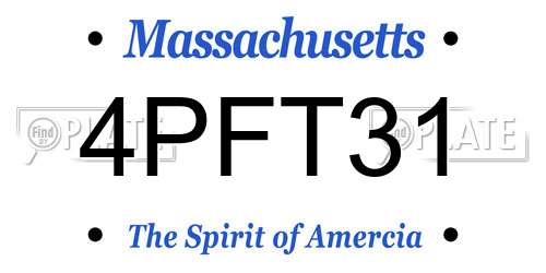 4PFT31 Massachusetts License Plate