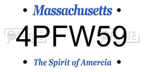 4PFW59 Massachusetts License Plate
