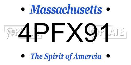 4PFX91 Massachusetts License Plate