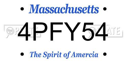 4PFY54 Massachusetts License Plate