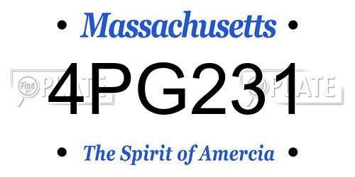 4PG231 Massachusetts License Plate