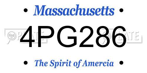 4PG286 Massachusetts License Plate