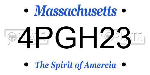 4PGH23 Massachusetts License Plate