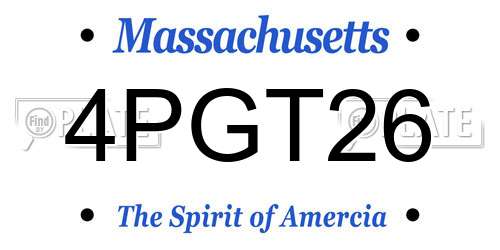 4PGT26 Massachusetts License Plate