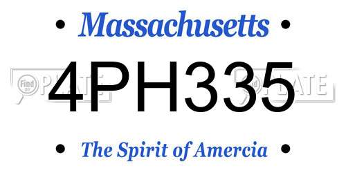 4PH335 Massachusetts License Plate