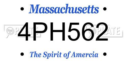 4PH562 Massachusetts License Plate
