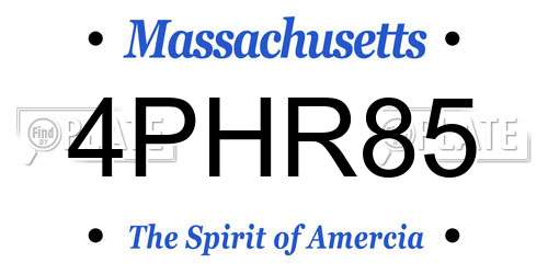 4PHR85 Massachusetts License Plate