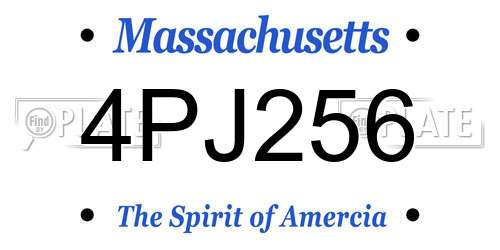 4PJ256 Massachusetts License Plate