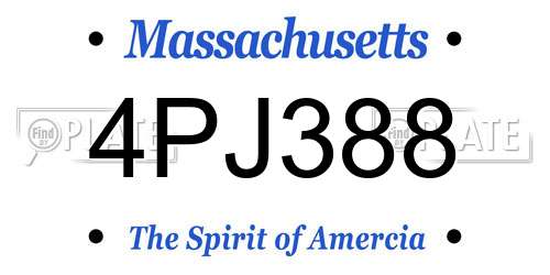 4PJ388 Massachusetts License Plate