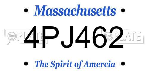 4PJ462 Massachusetts License Plate