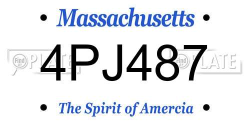 4PJ487 Massachusetts License Plate