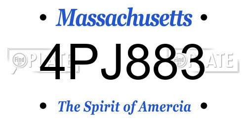 4PJ883 Massachusetts License Plate
