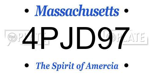 4PJD97 Massachusetts License Plate