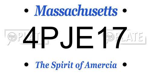 4PJE17 Massachusetts License Plate
