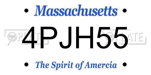 4PJH55 Massachusetts License Plate