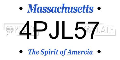 4PJL57 Massachusetts License Plate