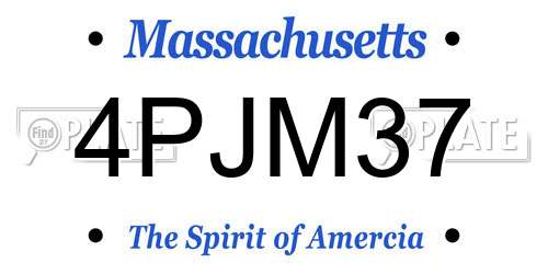 4PJM37 Massachusetts License Plate