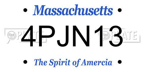 4PJN13 Massachusetts License Plate