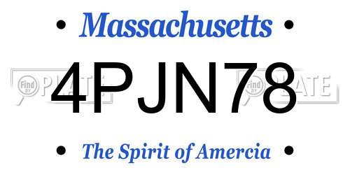 4PJN78 Massachusetts License Plate