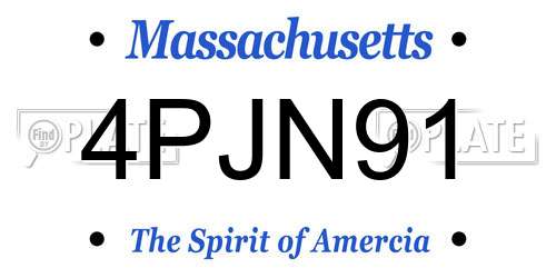 4PJN91 Massachusetts License Plate