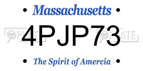 4PJP73 Massachusetts License Plate