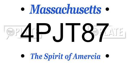 4PJT87 Massachusetts License Plate
