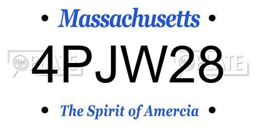 4PJW28 Massachusetts License Plate