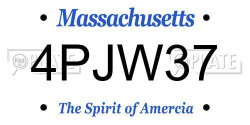 4PJW37 Massachusetts License Plate