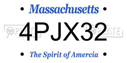 4PJX32 Massachusetts License Plate