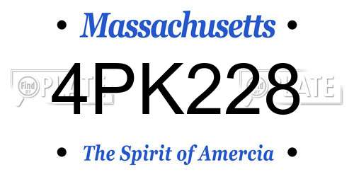 4PK228 Massachusetts License Plate