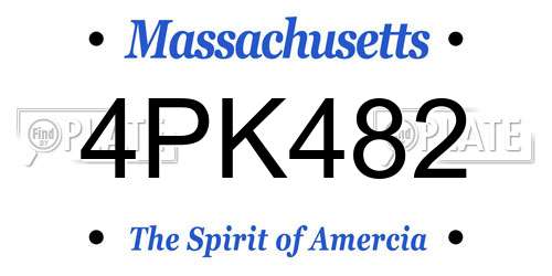 4PK482 Massachusetts License Plate