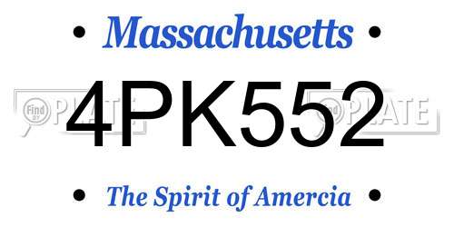 4PK552 Massachusetts License Plate