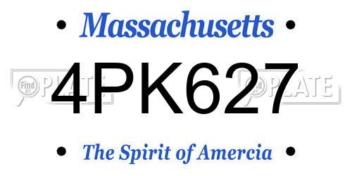 4PK627 Massachusetts License Plate