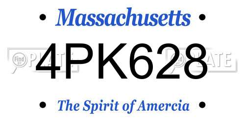 4PK628 Massachusetts License Plate